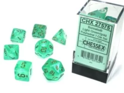 Kości Chessex - zestaw 7 kostek Borealis Light Green/gold Luminary (święcące w ciemnościach)