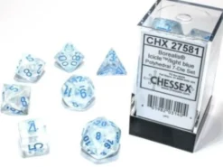 Kości Chessex - zestaw 7 kostek Borealis Icicle /light blue Luminary (święcące w ciemnościach)