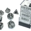 Kości Chessex - zestaw 7 kostek Borealis Light Smoke /silver Luminary (święcące w ciemnościach)