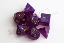 Kości Chessex - zestaw 7 kostek Borealis Royal Purple/gold (święcące w ciemnościach)
