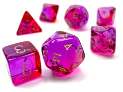 Kości Chessex - zestaw 7 kostek Gemini Translucent Red-Violet/gold