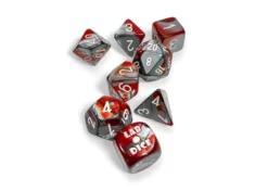 Kości Chessex - zestaw 7 kostek Gemini Red-Steel/white (+ bonusowa kość)