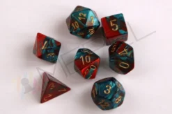 Kości Chessex - zestaw 7 kostek Gemini Red-Teal/gold