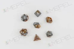 Kości Chessex - zestaw 7 kostek Gemini Copper-Steel/white