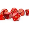 Kości Chessex - zestaw 7 kostek Scarab Mega-hedral Scarlet/gold