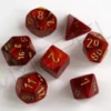 Kości Chessex - zestaw 7 kostek Scarab Scarlet/gold