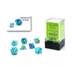 Kości Chessex - zestaw 7 mini kostek Festive Waterlily/white