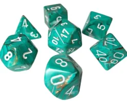 Kości Chessex - zestaw 7 mini kostek Marble Oxi‑Copper/white
