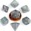 Kości Fanroll - zestaw 7 mini kostek Stardust Gray with Silver Numbers (10mm)