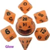 Kości Fanroll - zestaw 7 mini kostek Glow in the Dark - Orange with Black Numbers (10mm)