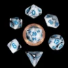 Kości Fanroll - zestaw 7 mini kostek Marble with Blue Numbers (10mm)