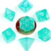 Kości Fanroll - zestaw 7 mini kostek Stardust Teal Turquoise with Silver Numbers (10mm)