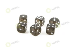 Kość/kostka do gry k6 16mm (oczka) - przezroczysta czarna