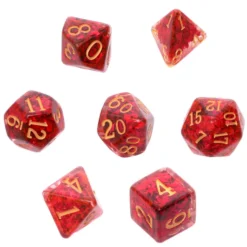 Komplet kości Rebel RPG - Gęsty rdzeń - Czerwone