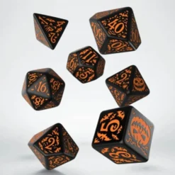 Komplet kości RPG Haloweenowych Huncwotów - Czarno-pomarańczowe