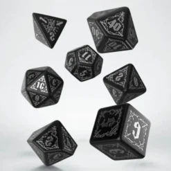 Komplet kości RPG Krwiopijców - Czarno-srebrne
