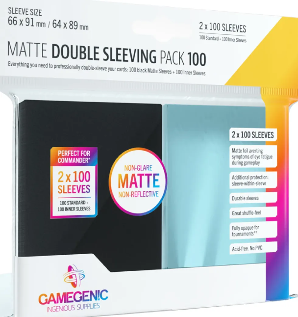 Koszulki na karty Gamegenic: Matte Double Sleeving Pack (66x91 mm/64x89 mm) 2x100 sztuk
