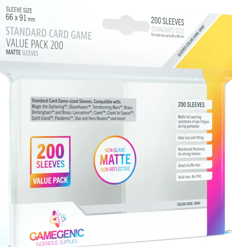 Koszulki na karty Gamegenic: Matte Value Sleeving Pack (66x91 mm) 200 sztuk