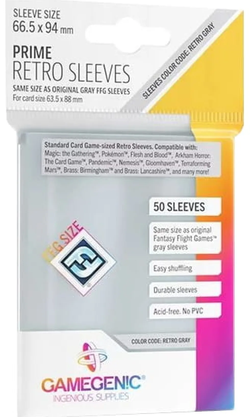 Koszulki na karty Gamegenic: Prime Retro Sleeves (66,5x94 mm) 50 sztuk - Clear
