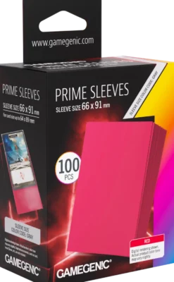 Koszulki na karty Gamegenic: Prime Sleeves (66x91 mm) - Red - 100 sztuk