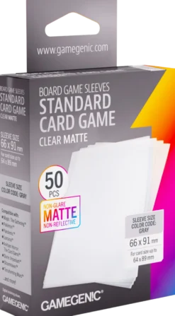 Koszulki na karty Gamegenic: Standard (66x91 mm) - Clear Matte - 50 sztuk