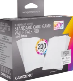 Koszulki na karty Gamegenic: Standard (66x91 mm) - Clear Matte - Value Pack, 200 sztuk