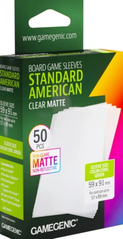 Koszulki na karty Gamegenic: Standard American (59x91 mm) - Clear Matte - 50 sztuk