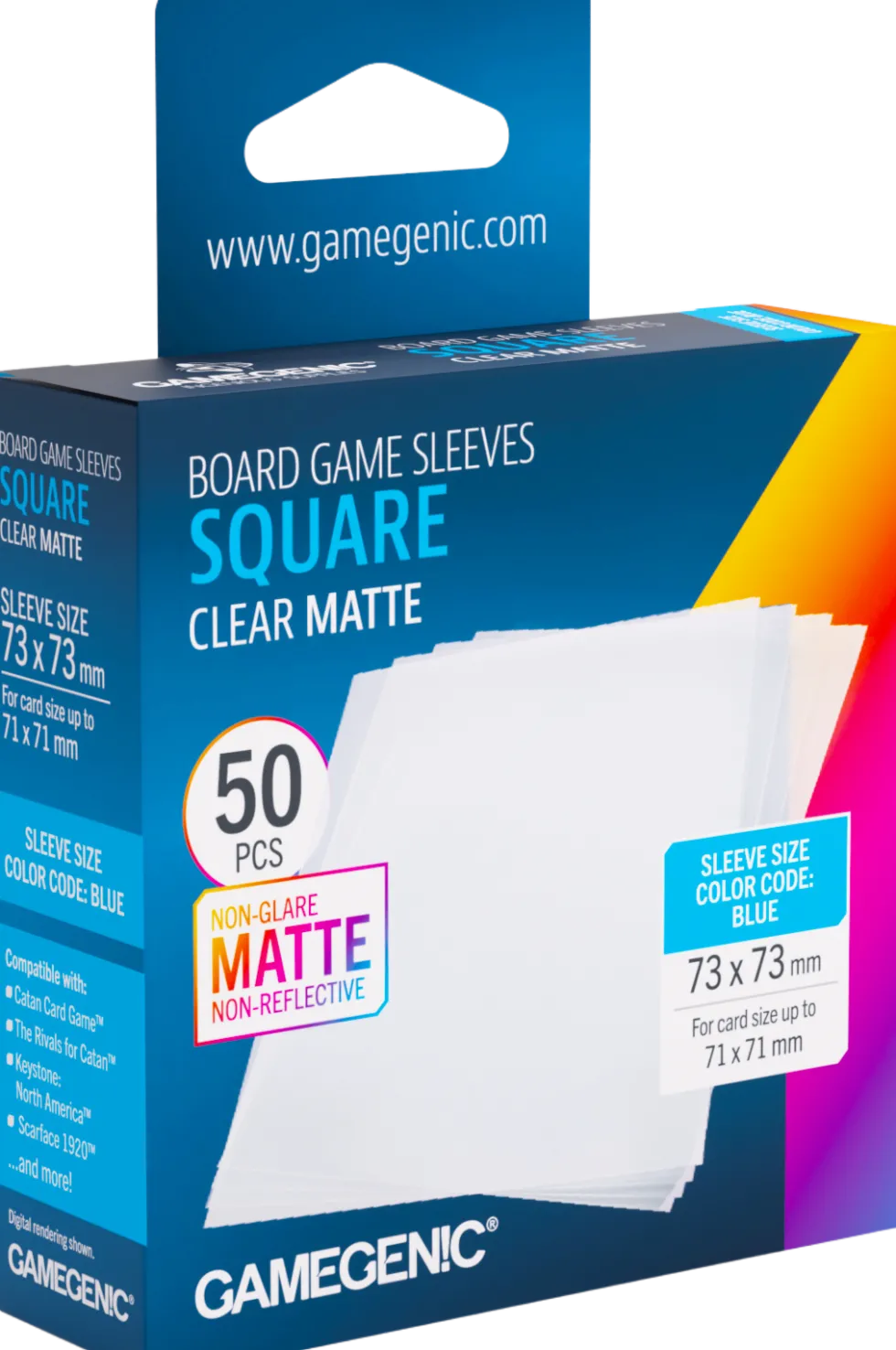 Koszulki na karty Gamegenic: Square (73x73 mm) - Clear Matte - 50 sztuk