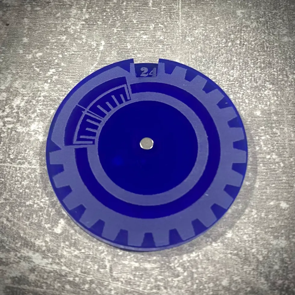Licznik / dial do gier 1-24 - przeźroczysty niebieski