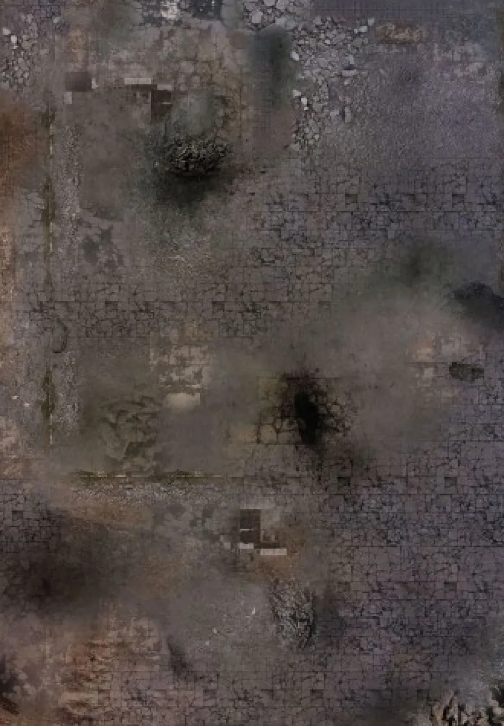 Mata gumowa jednostronna: Zrujnowane Miasto 44”x30” / 112x76 cm