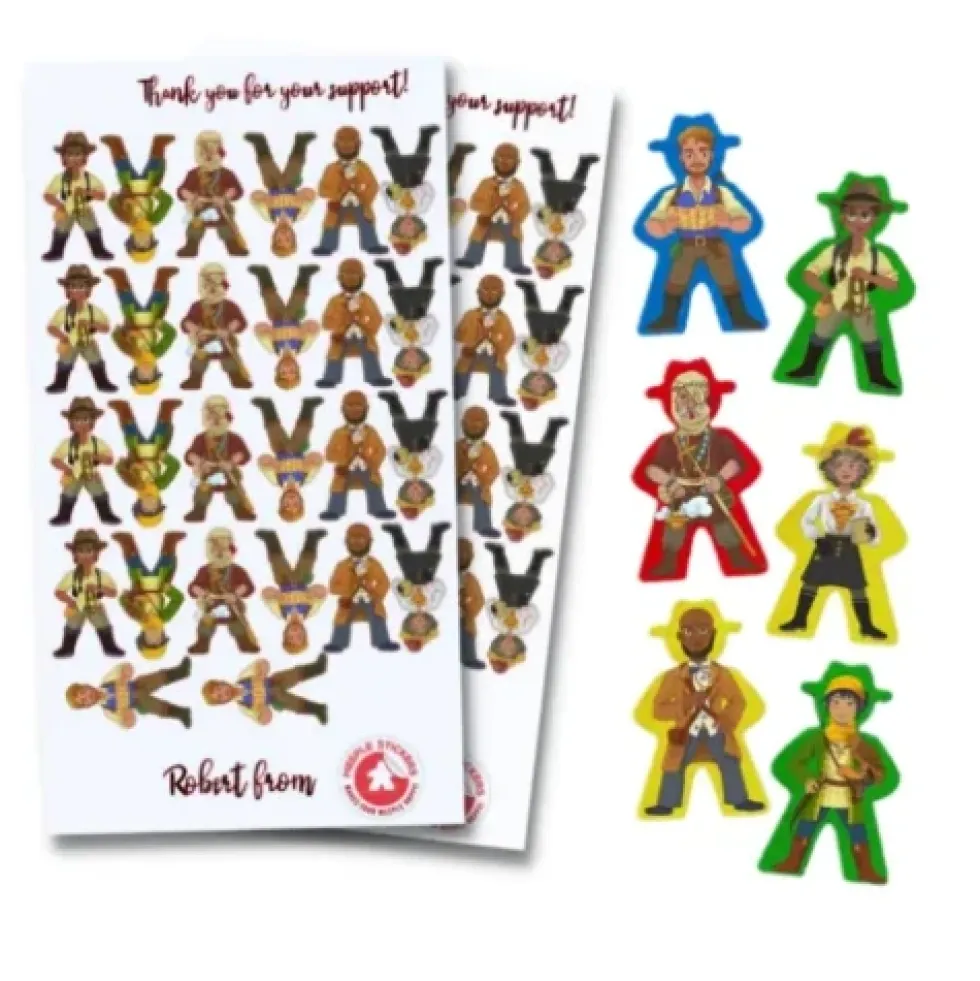 Meeple Stickers: zestaw naklejek do Zaginiona Wyspa Arnak + dodatek