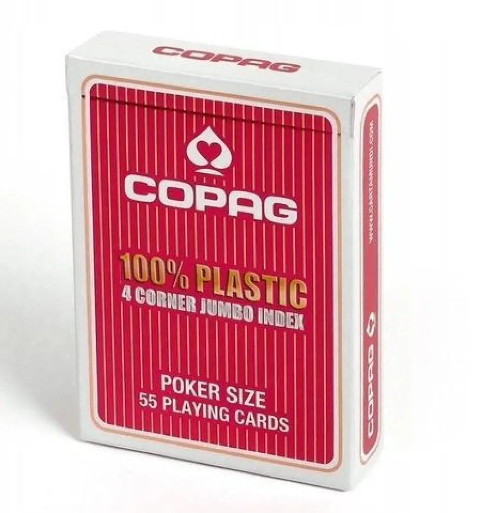 Plastikowe karty do gry: Copag 310 Poker 4 Corner Jumbo Index - czerwone