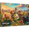 Puzzle 400 Flamingo - Szczenięce figle
