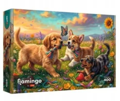 Puzzle 400 Flamingo - Szczenięce figle