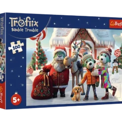 Puzzle 100 Rodzina Treflików - Mikołaj i renifer na ratunek