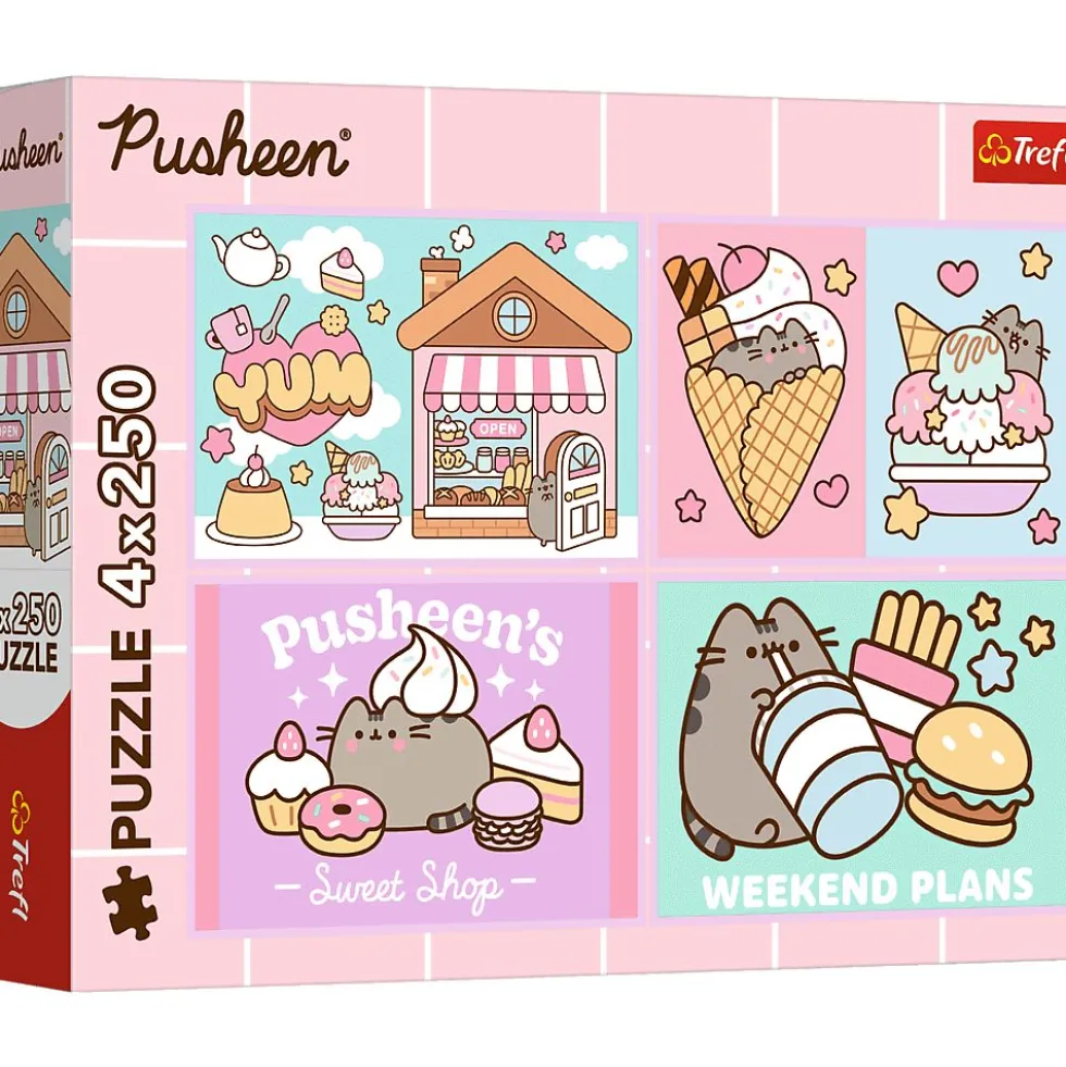 Puzzle 4x250 Poznajcie Pusheena