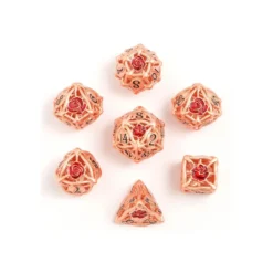 Zestaw kości: Hollow Rose Polyhedral Metal - Rose Gold
