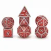 Zestaw kości: Solid Metal Dragon - Raw Metal with Ember Red
