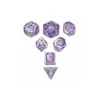 Zestaw kości: Solid Metal Dragon Polyhedral - Silver w/Purple