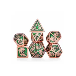 Zestaw kości: Solid Metal Dragon - Copper w/Green